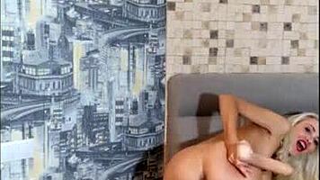 Helena Moeller takes a deep dildo in her big ass on webcam 😍 gaping fun!