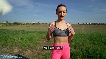 Hot fitness babe shows big ass for cash, then takes big cock penetration and facial cum