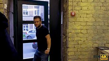 brunette seductress licks my ass to make me hard