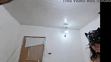 Curvy Stepsister In Leopard Outfit Gives Sloppy Blowjob