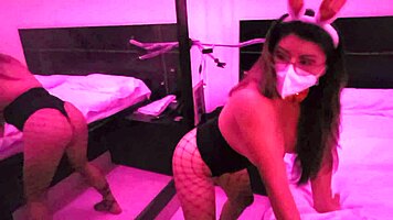 Hey, in the hotel, I'm waiting for my friend to fuck this sexy Latina with big ass, maybe some Asian action too.