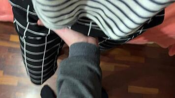 Man, rubbing my stepsister’s teen 18+ pussy with my horny cock… best handjob and cumshot ever!