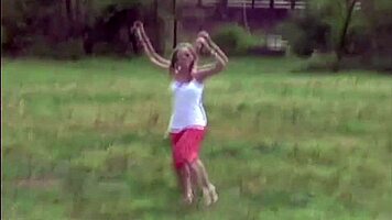 Teen Babe Flashes Panties Outside