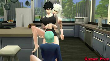 hinata and friends have wild orgy in kitchen