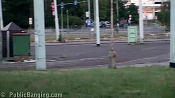 Extreme Public Sex Threesome In The Middle Of Street With Cute Blonde Teen Girl