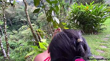 sukisukigirl chokes on deepthroat creampie outdoors