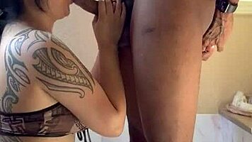 Interracial Teen With Big Tits Blows Big Black Cock In Bath For Cumshot