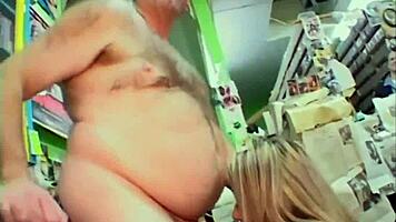 Hot Blonde B Jane Sucks Fat Old Man's Cock Outdoors With Teasing!