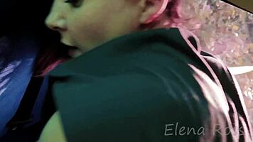 Elena Ross Sucks Big Cock In Public Car