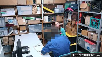 Redhead thief feels rough punishment in office