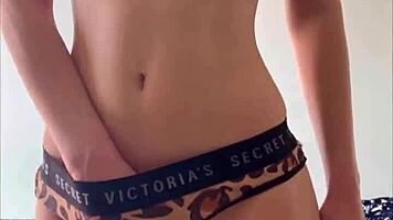 This Horny Teen Is Touching Her Shaved Pussy, Fingering Herself So Sexy 😍