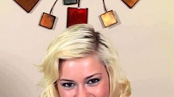 adorable blonde teen gives perfect blowjob in close-up