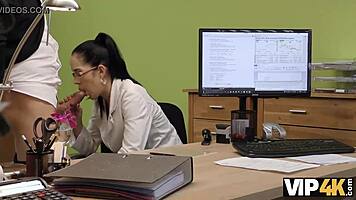 vip4k agent approves credit of brunette nympho for hot sex action