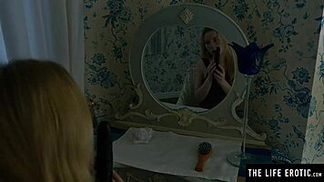 Horny blonde rides huge black dildo doggy! 😈