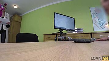 loan4k agent tells brunette babe, 'sex is your only way to save the job!'