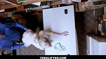 tiny blonde shoplifter fucks officer for sex deal
