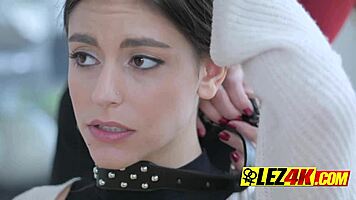 Timid girl gets fucked by fake black cock