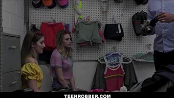 two skinny shoplifters seduce the black officer for no charges