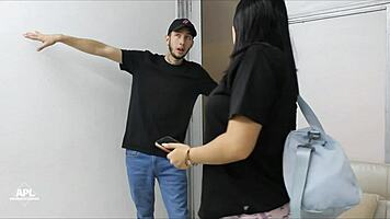 wow, colombian teen 18+ deepthroats neighbor's cock, choking, bent over for doggystyle in living room!