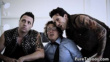 Petite teen in filthy foursome with uncle and father-in-law taboo fuck