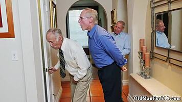 Blonde teen bathes old man in shower for cumshot. She finishes with a happy ending handjob.