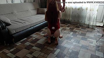 Cute Japanese Teen 18+ in Bunny Costume Gives Blowjob