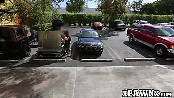 Handsome babe bangs to sell junk car in pawnshop