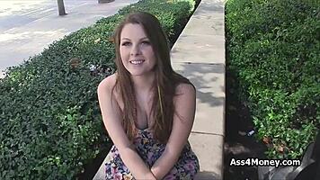 Cutie Gives Quick Blowjob On Stairs