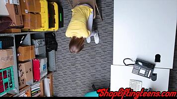 Tiny Teen 18+ Thief Caught on Cam with Guard