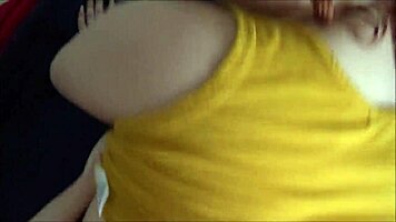 Annabel Redd, the redhead step sister, sneaks into the little room for a POV blowjob.
