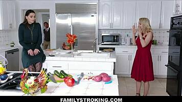 Thanksgiving Orgy: Aften Opal Fucks Mother-In-Law And Teen