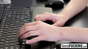 Pretty teen ariadna enjoys anal at office