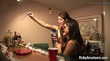 Two Wild Amateur Teens Strip Together at Outdoor Party. Their Clothes Get Ripped in Public Fun!