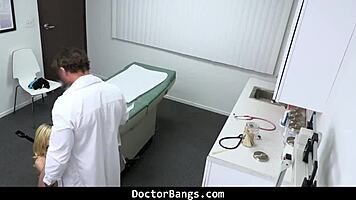 Doctor examines petite teen with blowjob and doggystyle