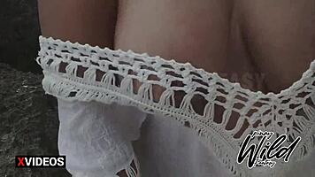 Horny Pinay wife toys herself on public Boracay beach