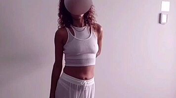 French Skinny Girl Sucks and Screws Fat Mexican in Bedroom.