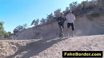 Strip search turns into wild outdoor action with a gorgeous blonde vixen