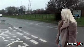 British Petite Amateur Flashes Shaved Pussy Outdoors