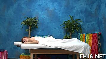 Oiled Masseuse's Sex Massage with Male Dom