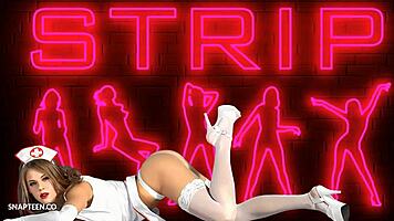 gorgeous nurse performs striptease in hospital, ripping clothes off