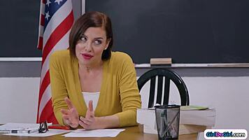 teacher licks 19yo stepteen 18+ pussy in classroom