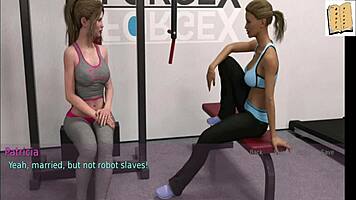 Blonde wife and teen stepmother explore big tits in family fun