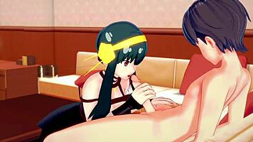 Spy X Family - Yor Sucks and Strokes Cock in Wild Hentai Mission Scene.