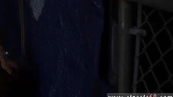 an 18-year-old teen endures an extremely rough amateur blowjob, swallowing outdoors