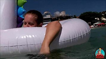 My Husband, My Unicorn, and Me Engage in Playful Activities on a Public Beach