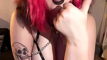 Goth mommy Vanessa Strawberry guides with redhead charm in jerk-off session