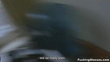 Fucking Glasses Coed In Quickie Cumshot Session.