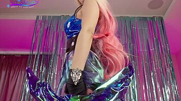 Kda Ahri shows off her hottest holes with wild oral action