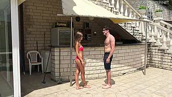 Tiffany Tatum flaunts her hot ass by the pool, making my heart race.