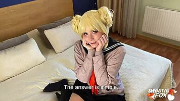 passionate deepthroat and hardcore fucking with toga himiko cosplay, she swallows cum